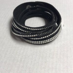Black Rhinestone Cuff Bracelet